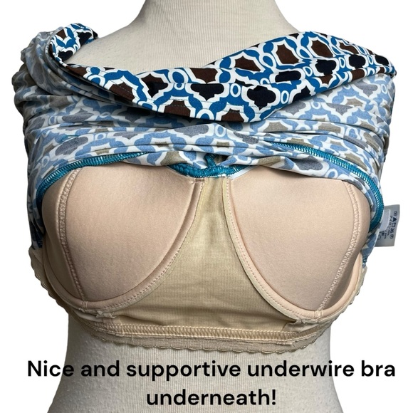 Lands End Tankini Swim Top Geometric Design Detachable Straps Underwire Bra 12 - Picture 13 of 14